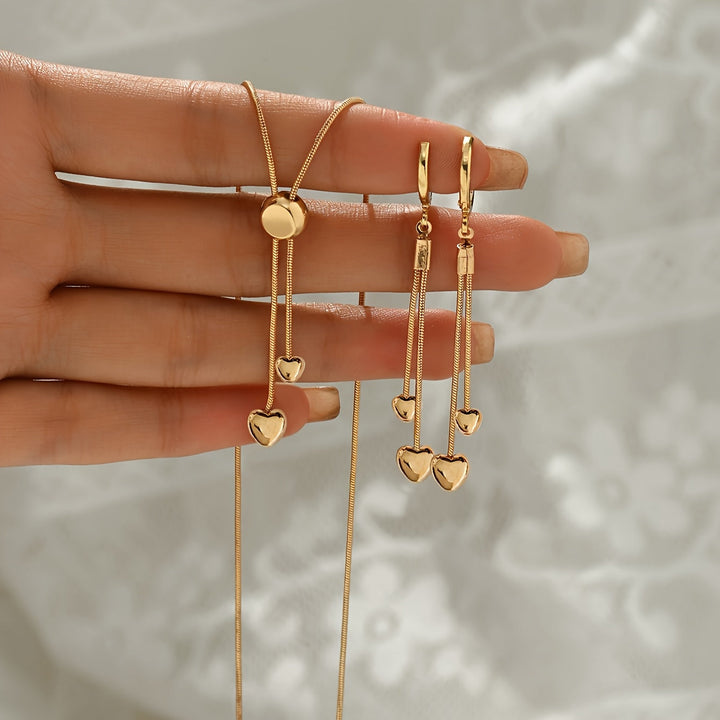Set Collana e Orecchini con Pendente a Cuore