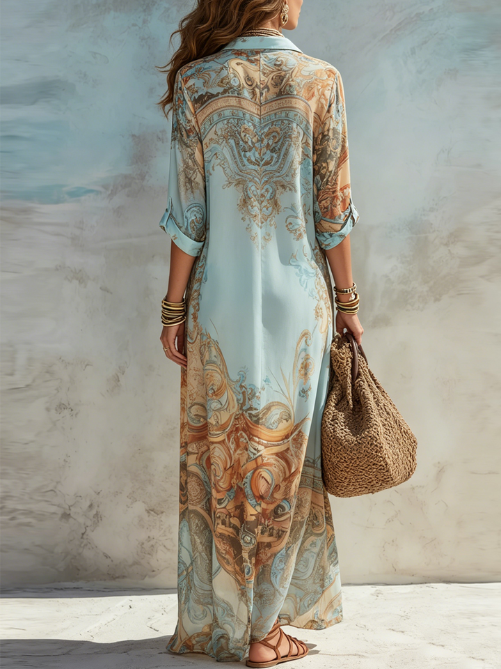 ABITO MAXI BAROCCO FLOREALE BLU