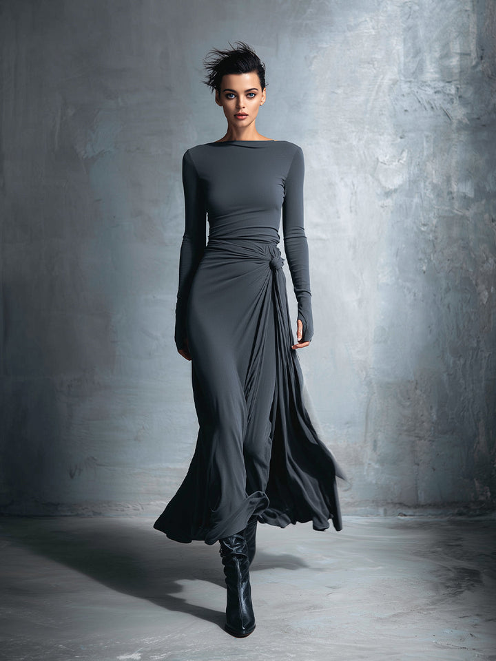 YASMINA | ABITO MAXI CON ALLACCIATURA LATERALE