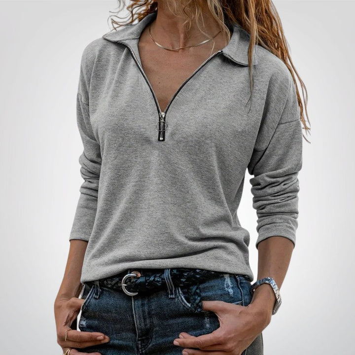 JAYLINA | TOP A MANICHE LUNGHE CON MEZZA ZIP