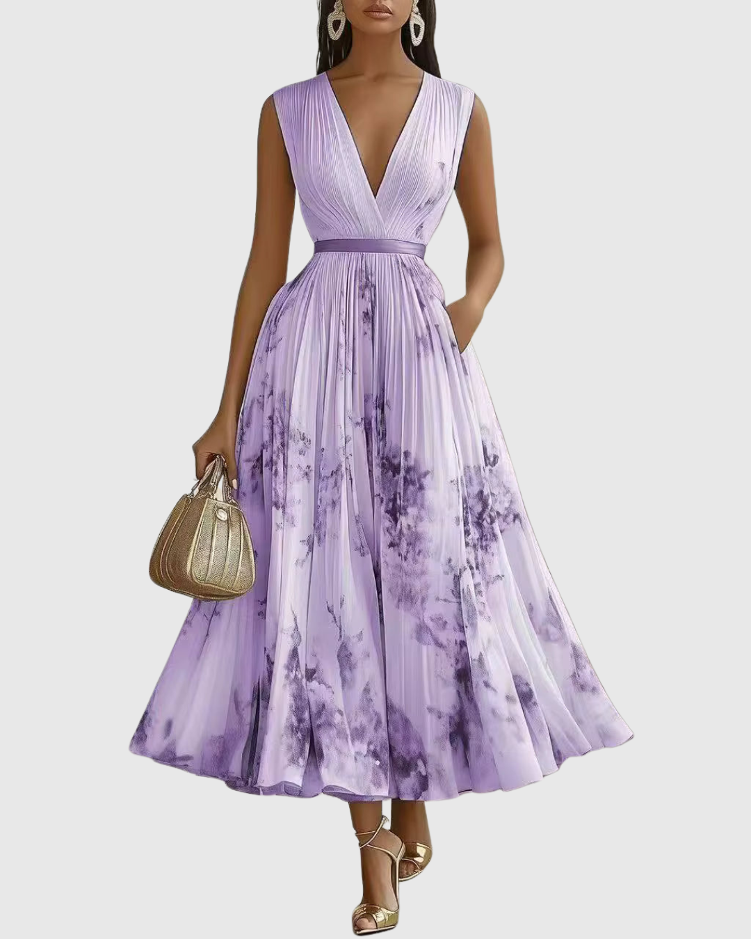 ROWELLA | ABITO MAXI PLISSETTATO ELEGANTE