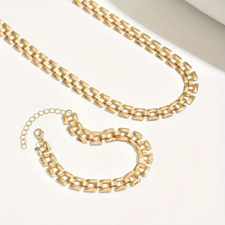 Set Collana e Bracciale a Maglie Quadrate