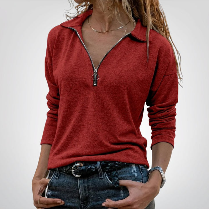 JAYLINA | TOP A MANICHE LUNGHE CON MEZZA ZIP