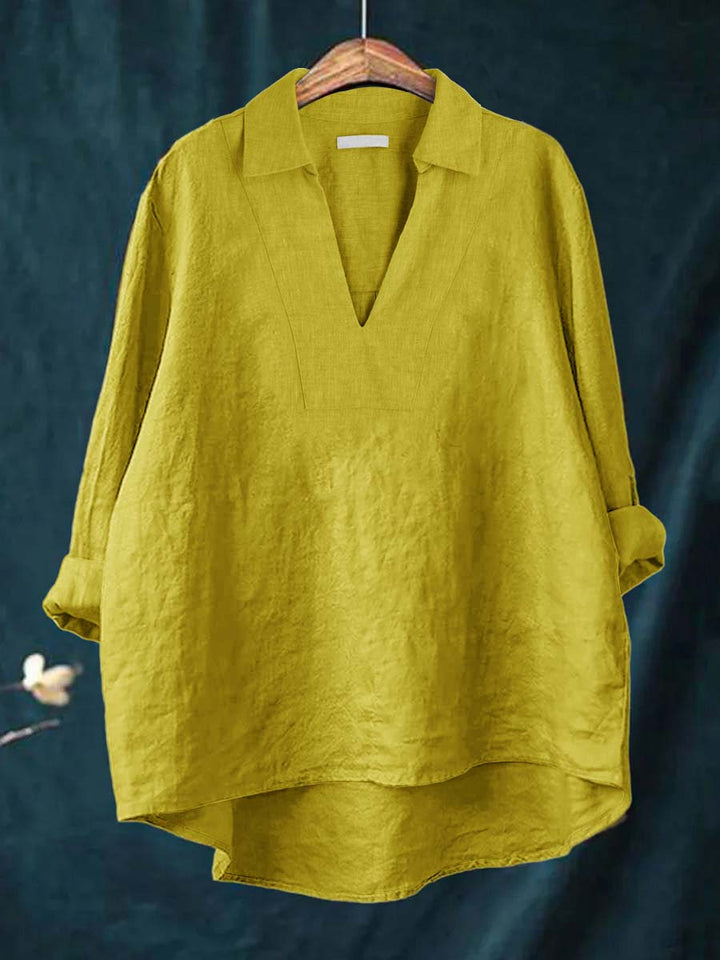 CELESTINE | BLUSA COLOR CARAMELLO CON SCOLLO A V