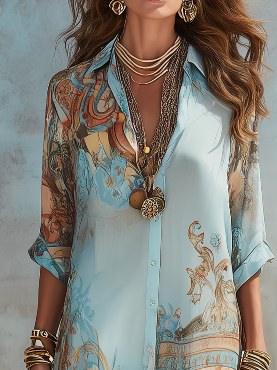 ABITO MAXI BAROCCO FLOREALE BLU