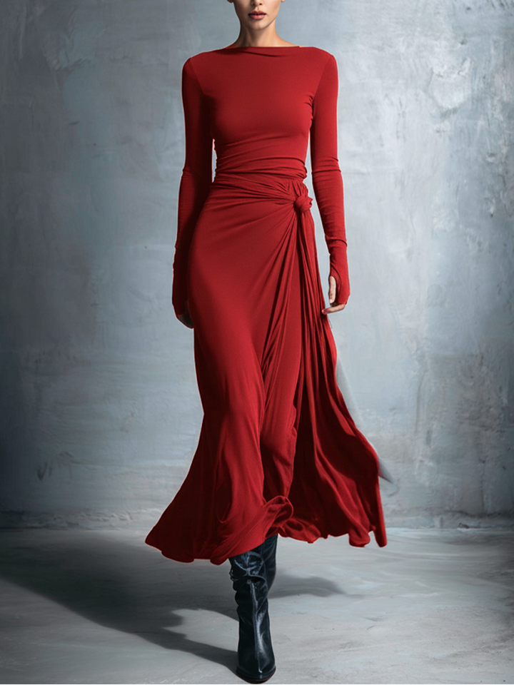 YASMINA | ABITO MAXI CON ALLACCIATURA LATERALE