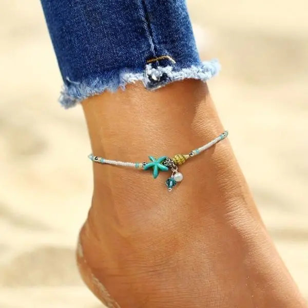 Bracciale con stella marina e pietre naturali