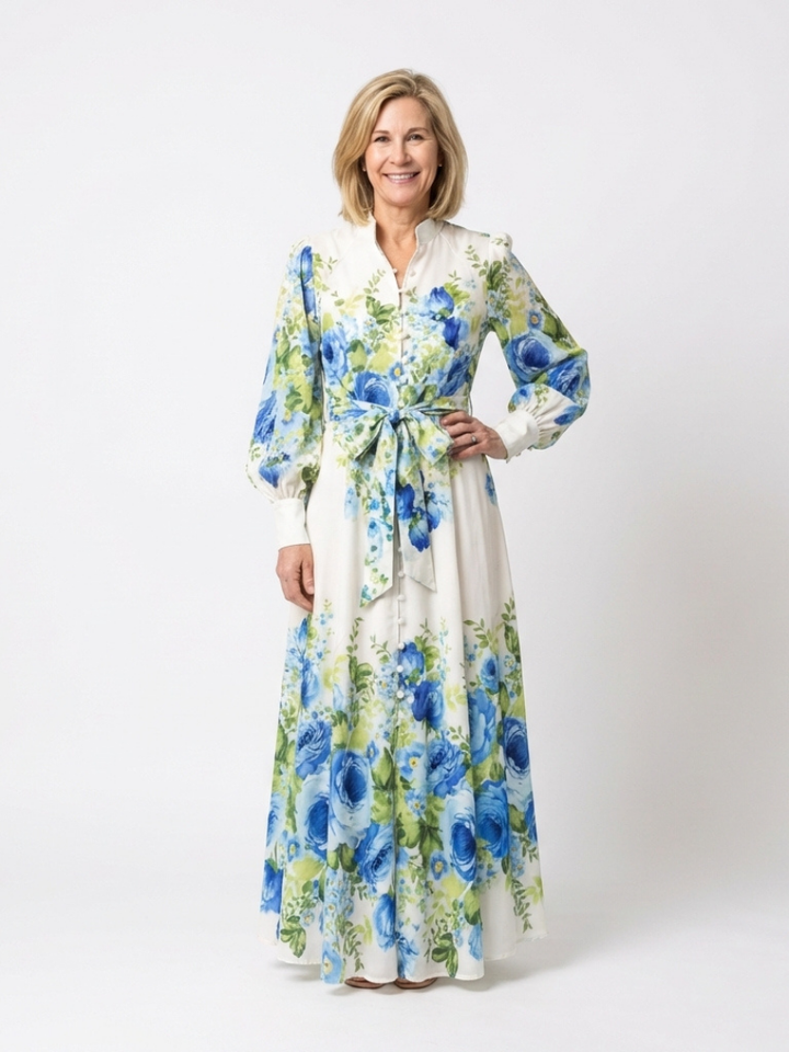 Harper | Abito Maxi Floreale a Maniche Lunghe