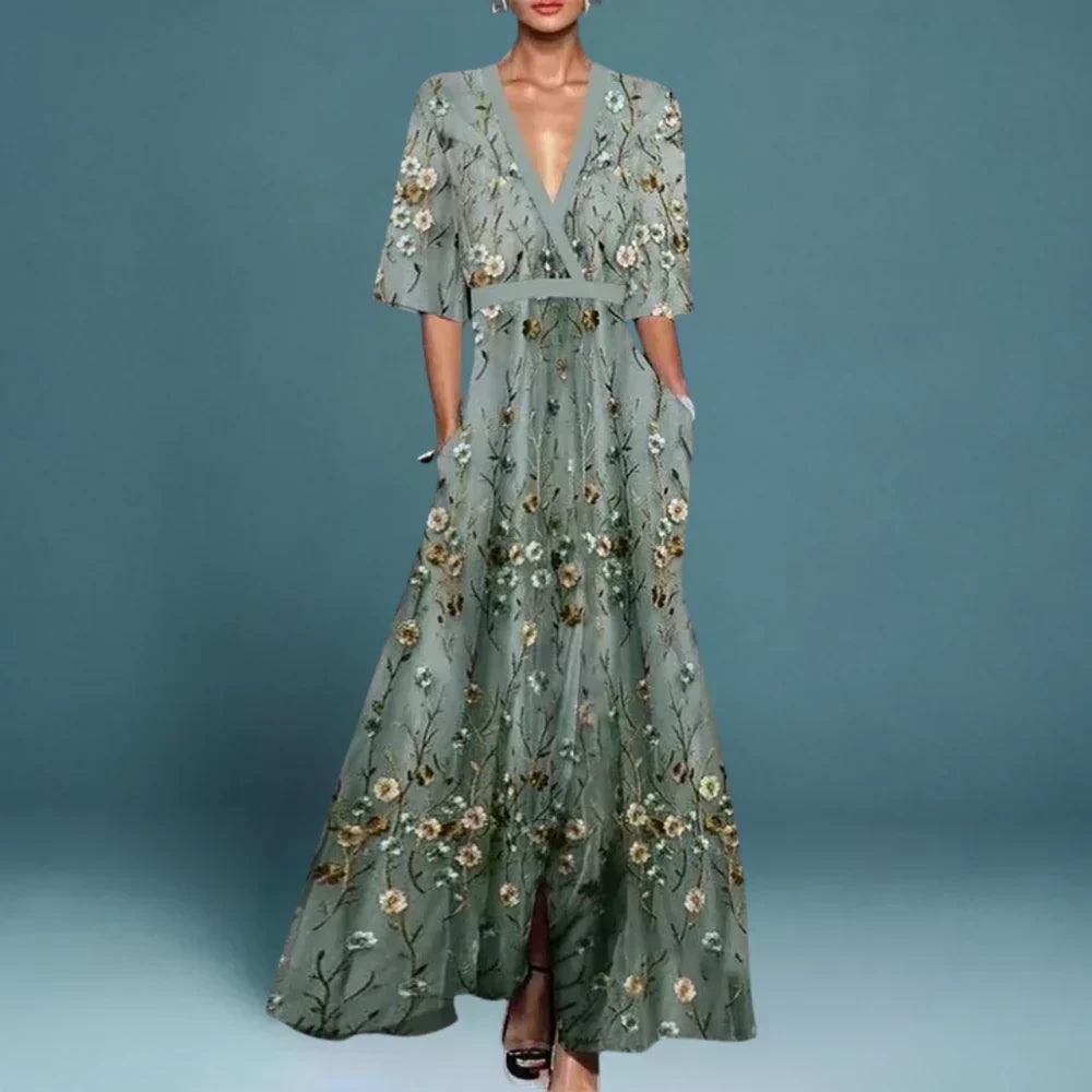 Sophia | Abito Elegante da Sera con Motivo Floreale