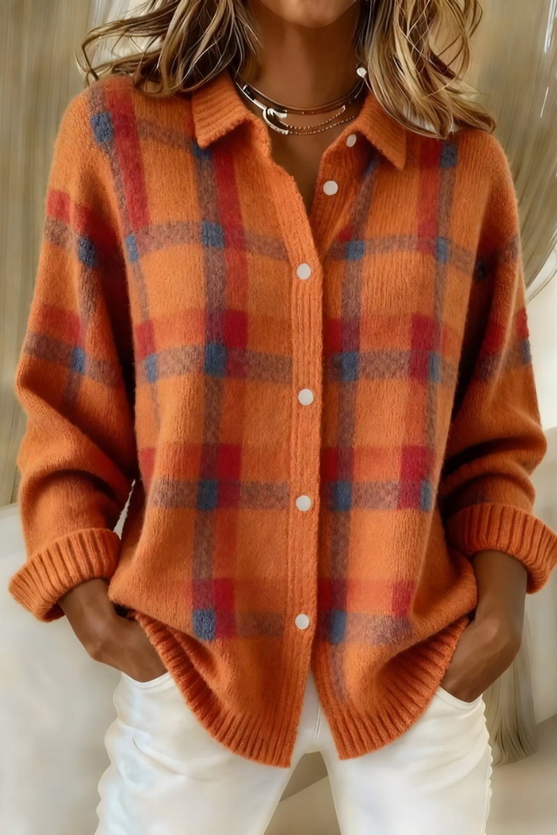Corinne | Cardigan Donna a Quadri con Bottoni