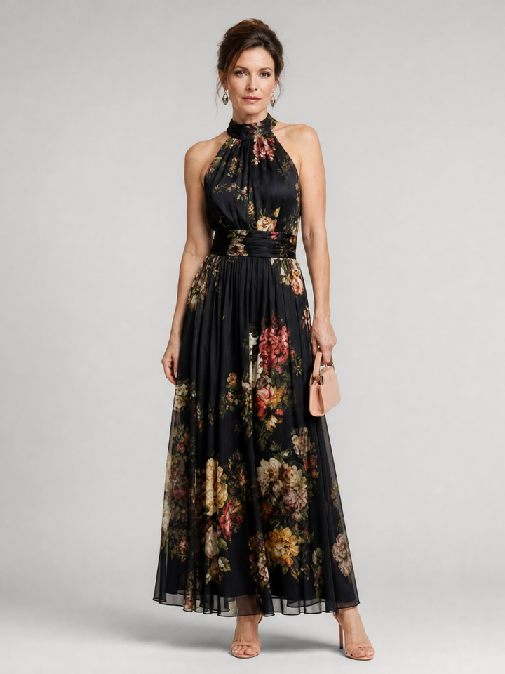 Sienne | Abito Midi Floreale con Scollo all’Americana
