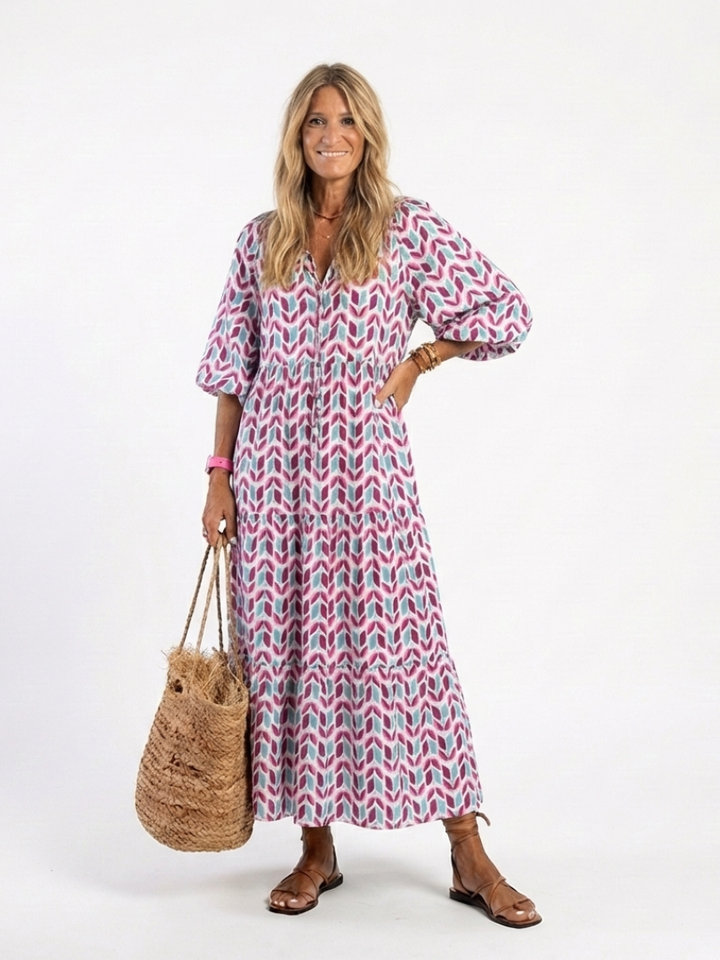 Mireya | Abito Midi con Stampa Geometrica