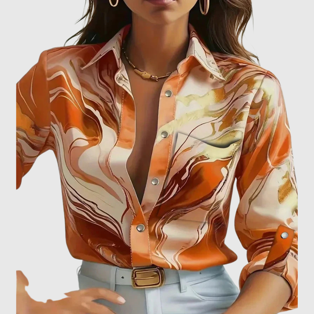 CORINNA | CAMICIA SATINATA CON STAMPA FLUIDA