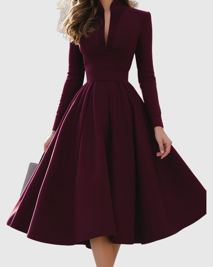 AVELINA | ABITO MIDI CON SCOLLO A V