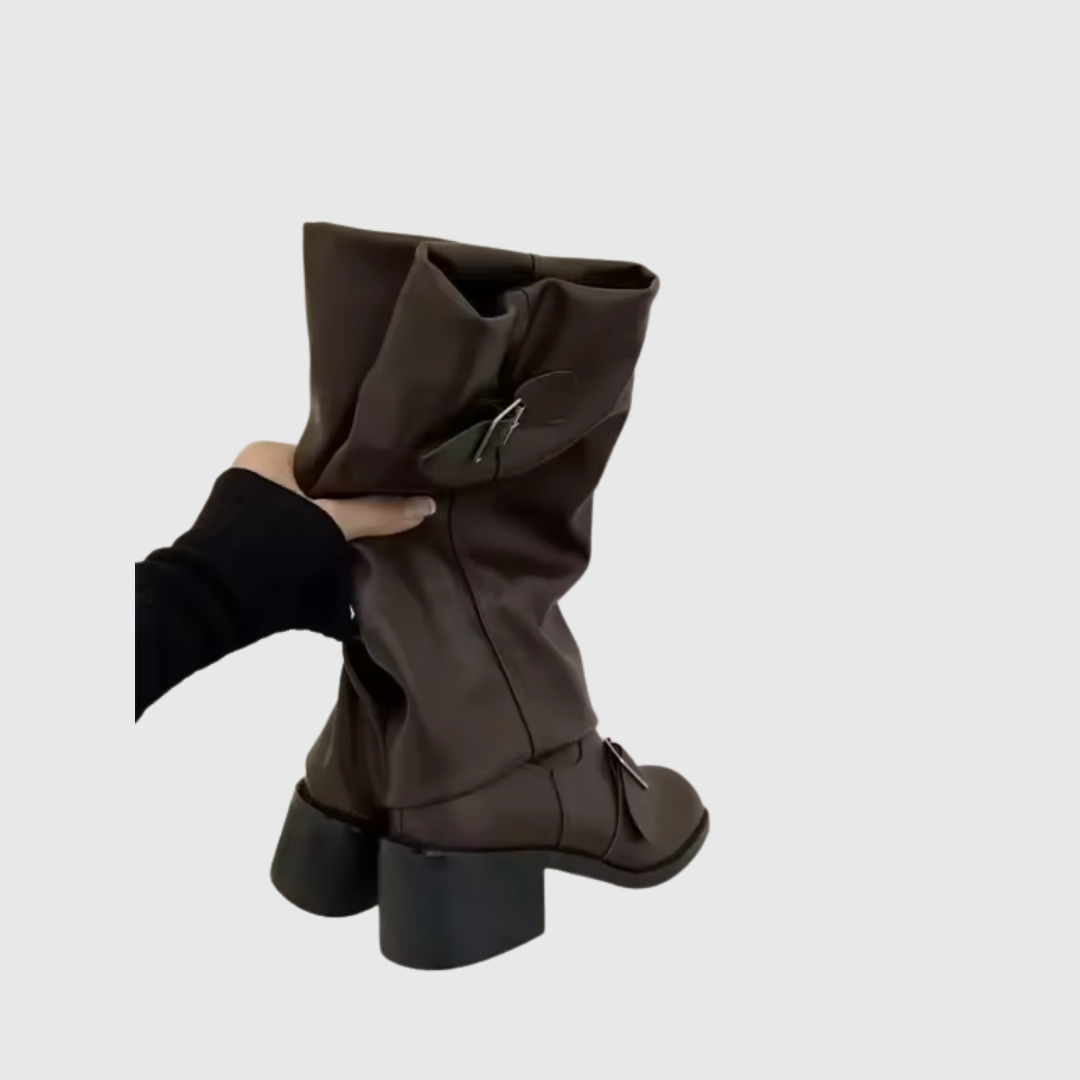 ISOLDEIA | STIVALI IN PELLE CON PIATTAFORMA E CINGHIE