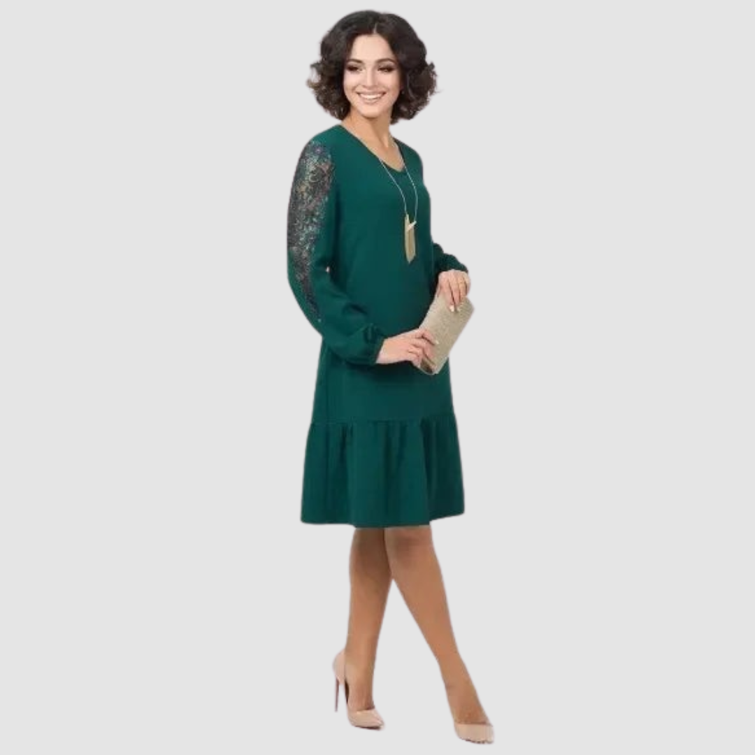 LOWRI QUINN | ABITO MIDI CON MANICHE IN PIZZO