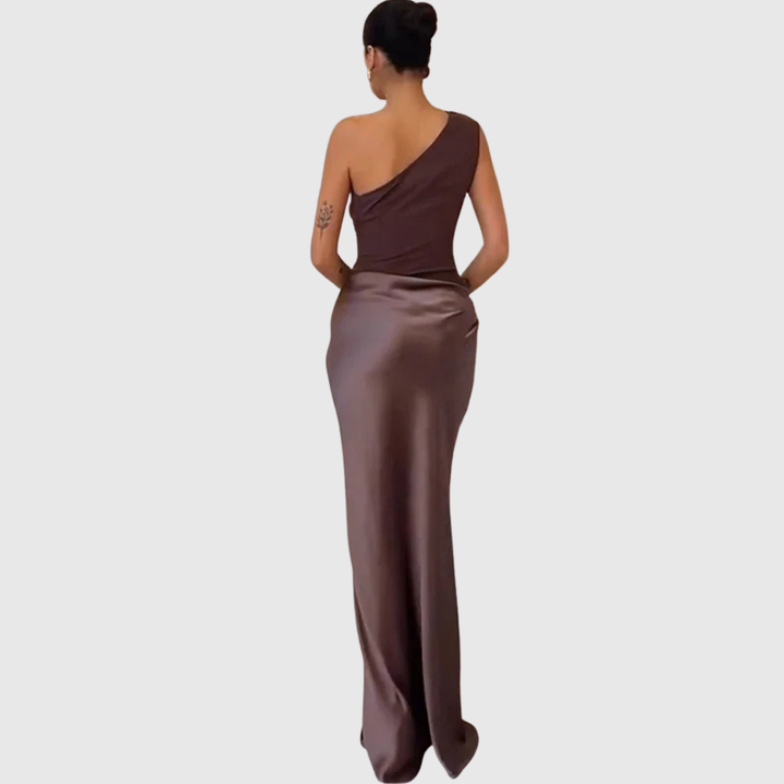 ALEIDA | ABITO MAXI IN RASO MONOSPALLA