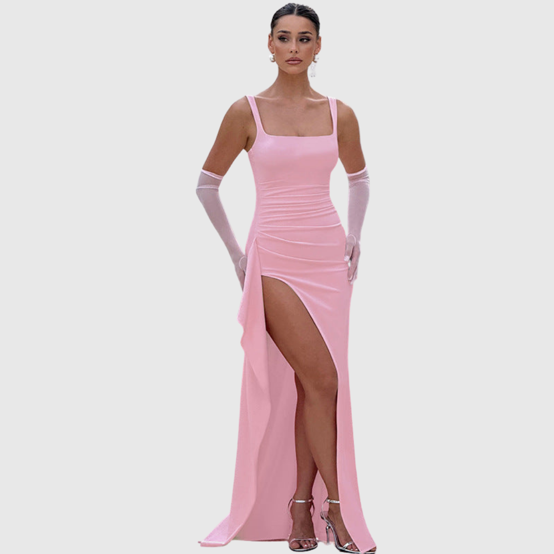 CELL | ABITO MAXI ELEGANTE IN RASO CON SCHIENA SCOPERTA