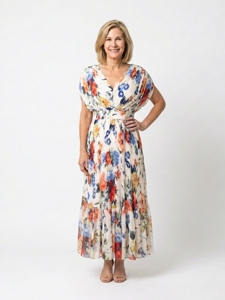 Savannah | Abito Midi Floreale Plissettato