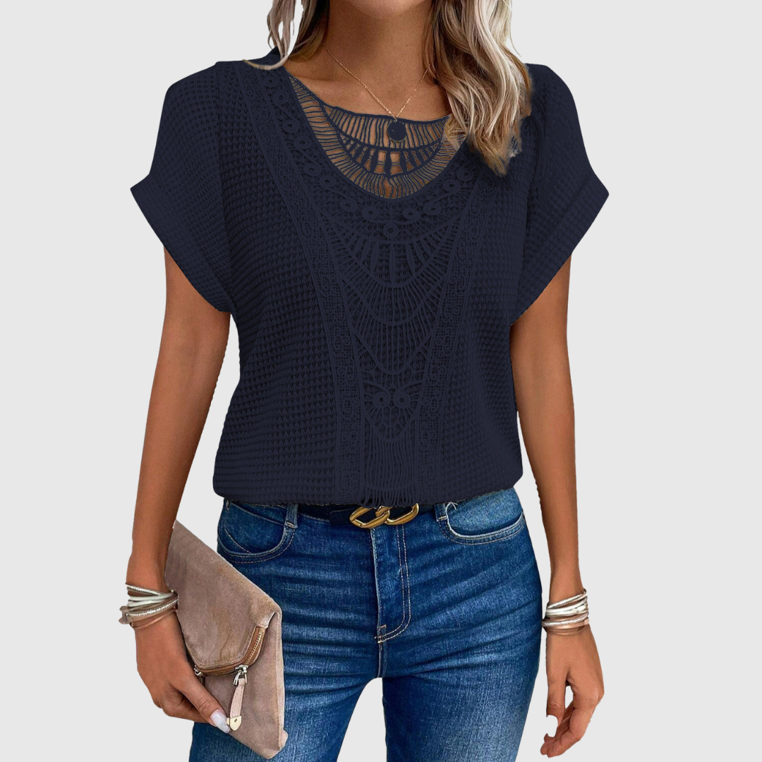 LUCINDA | TOP IN PIZZO A MANICA CORTA