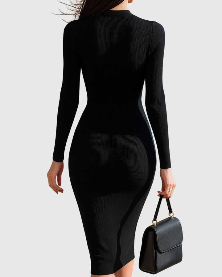 EADWINE | ABITO MIDI IN MAGLIA A COSTE CON ZIP FRONTALE