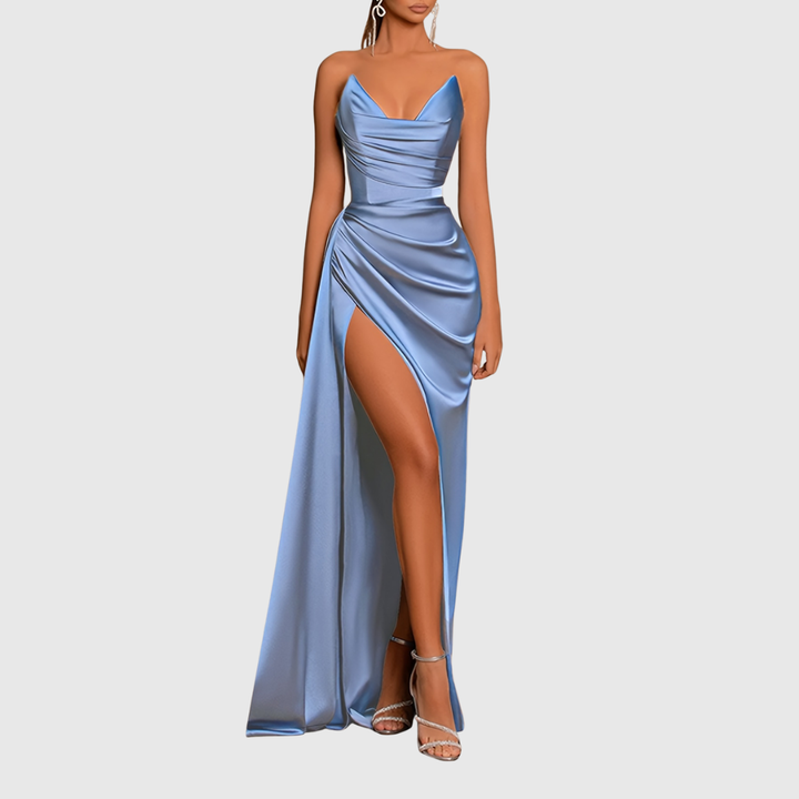 Evadne | Abito Maxi in Raso Fiorentino