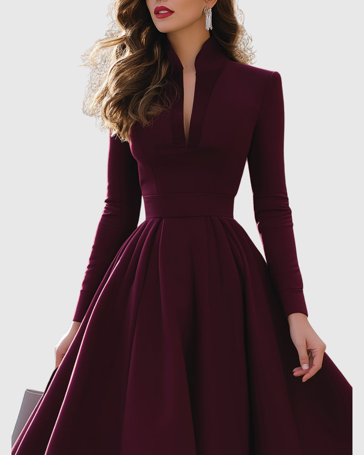 AVELINA | ABITO MIDI CON SCOLLO A V