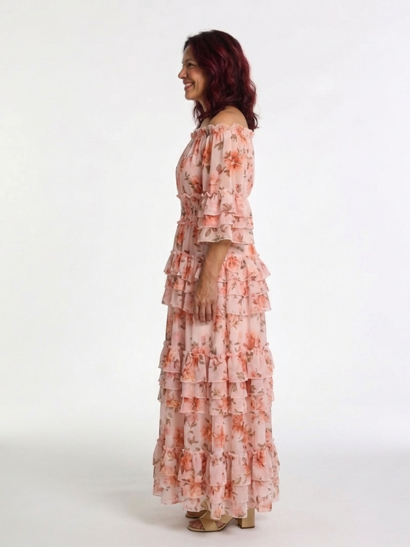 Rosalie | Abito Maxi Floreale con Spalle Scoperte