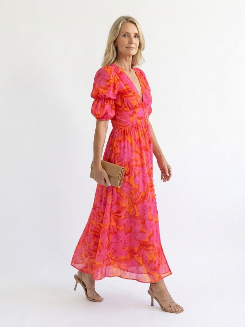 Willow | Abito Midi con Scollo a V e Maniche a Volant