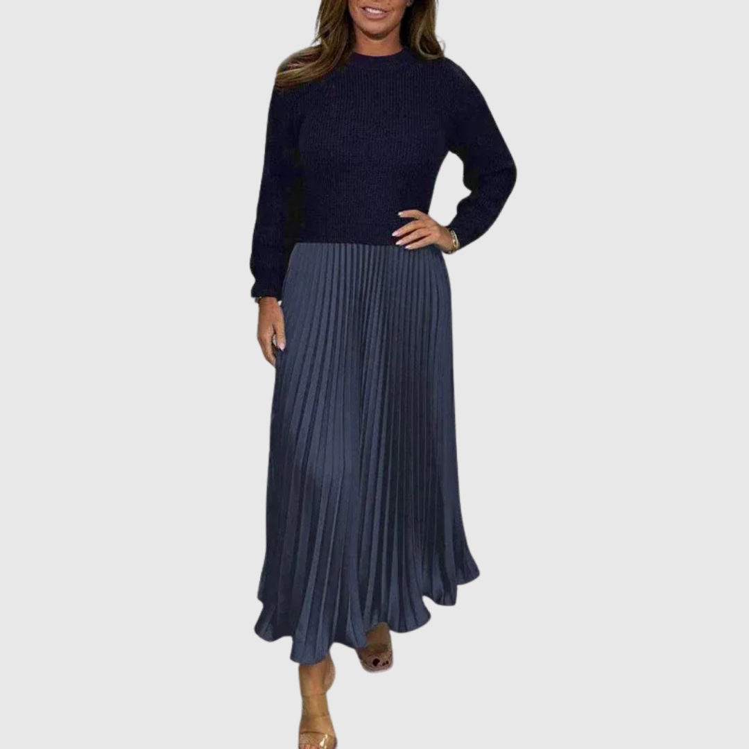 ALARICE | ABITO MAXI CON MAGLIA E GONNA PLISSETTATA