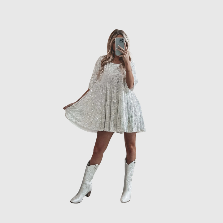 FIANNA | ABITO MAXI FLUIDO CON PAILLETTES