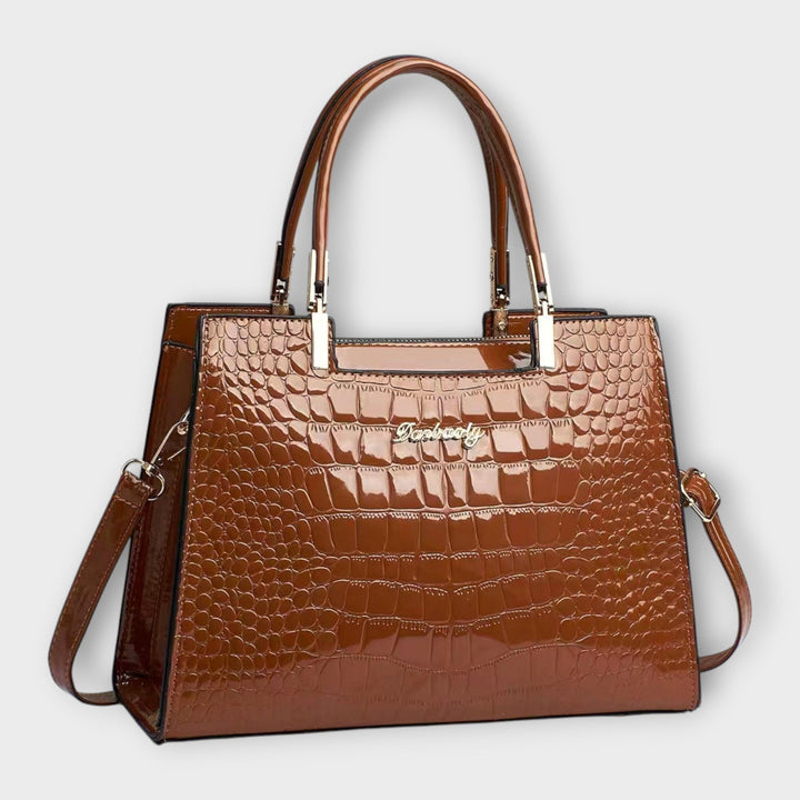 Maison Verdelle - Borsa a Mano con Motivo in Pelle di Coccodrillo Lucida