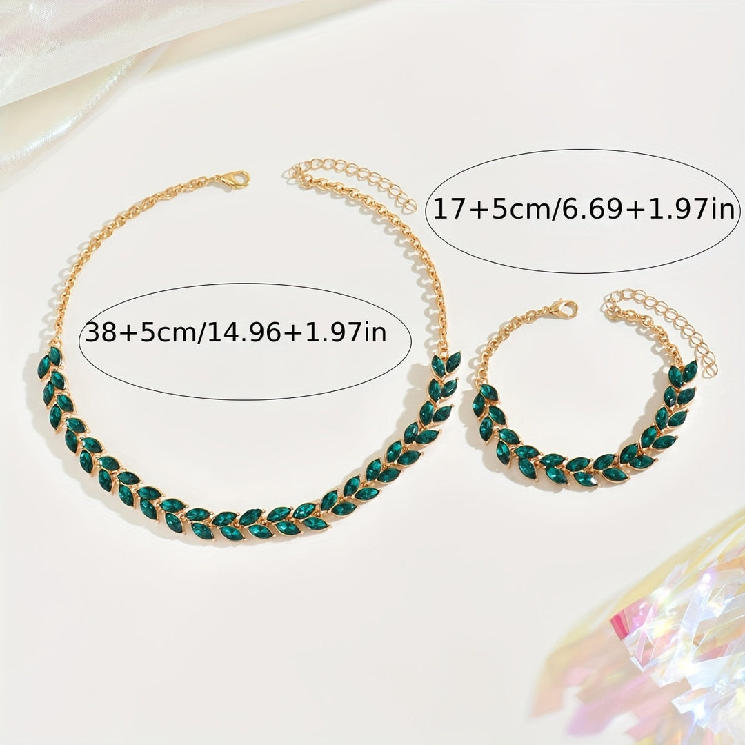 Set Collana e Bracciale con Cristalli Verdi