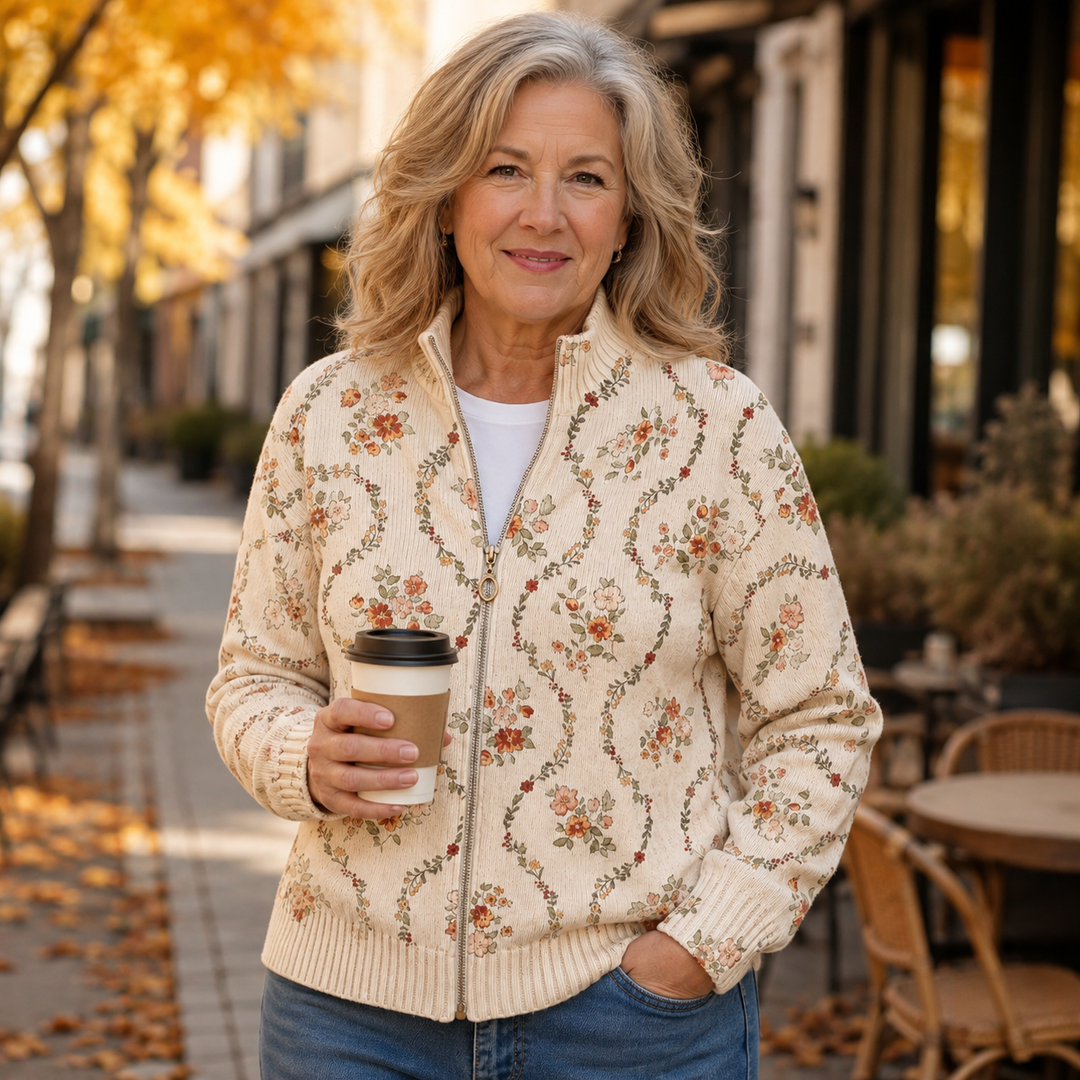 Vivienne | Cardigan Donna Floreale con Zip