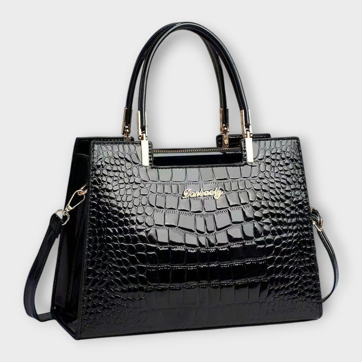 Maison Verdelle - Borsa a Mano con Motivo in Pelle di Coccodrillo Lucida