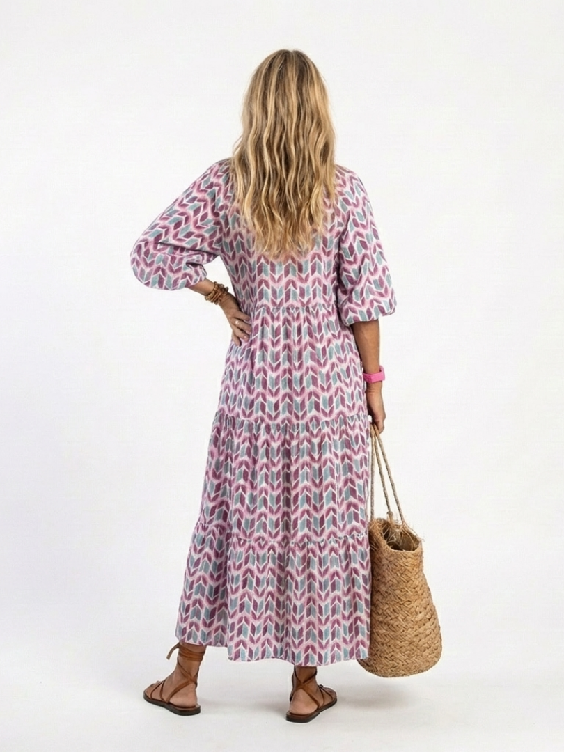 Mireya | Abito Midi con Stampa Geometrica