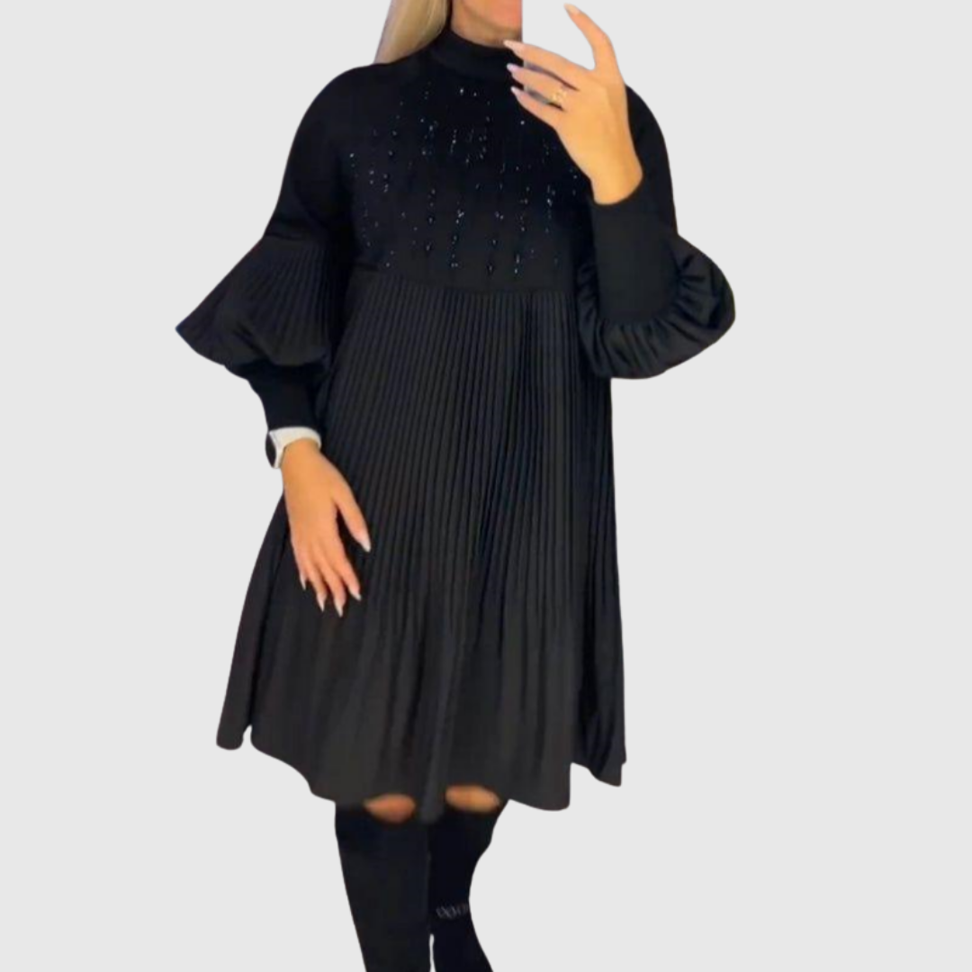 Elodie | Abito Plissettato con Maniche a Palloncino