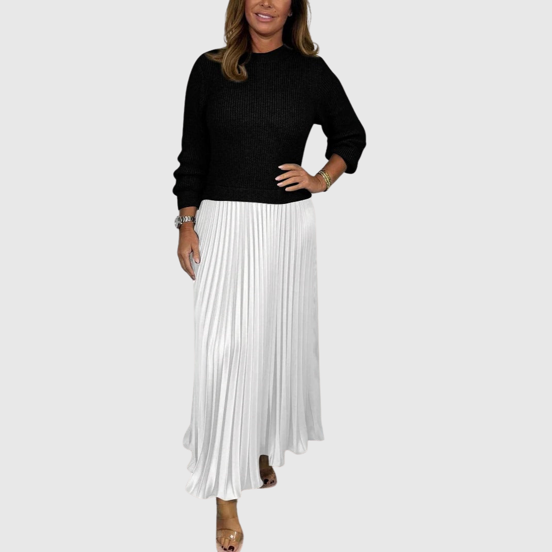 ALARICE | ABITO MAXI CON MAGLIA E GONNA PLISSETTATA
