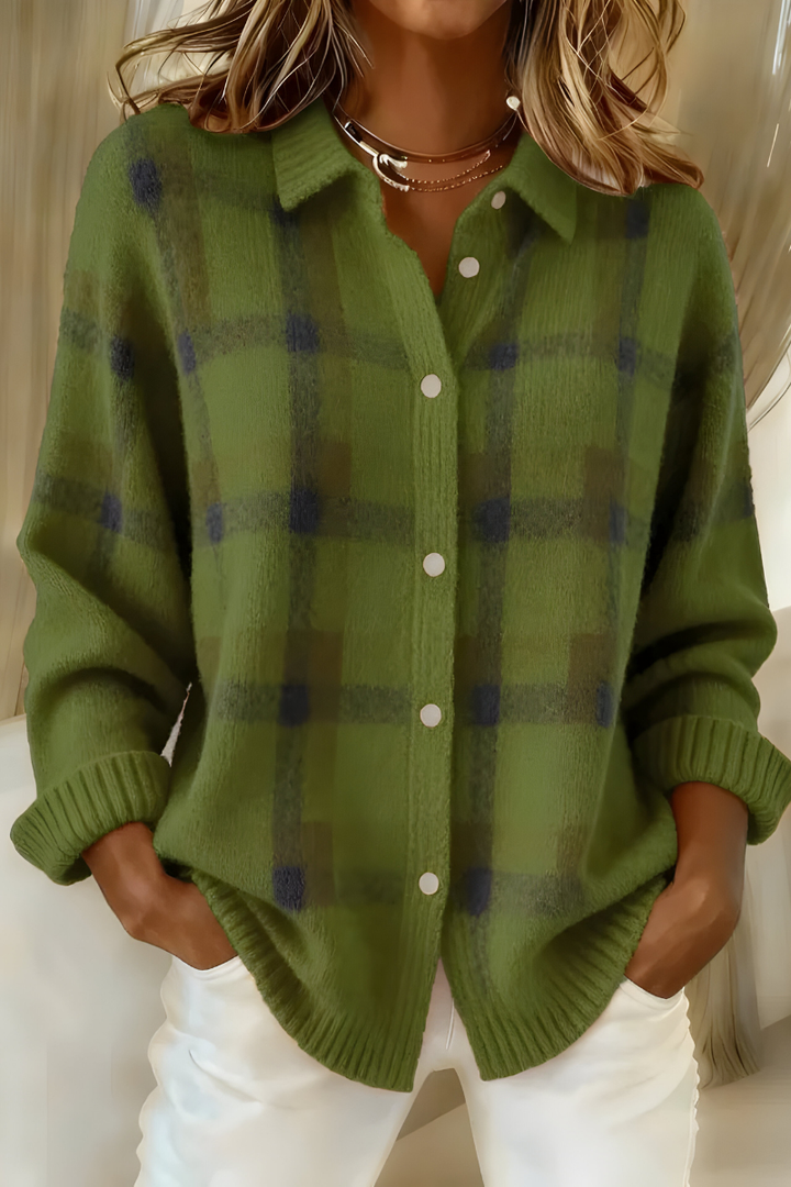 Corinne | Cardigan Donna a Quadri con Bottoni