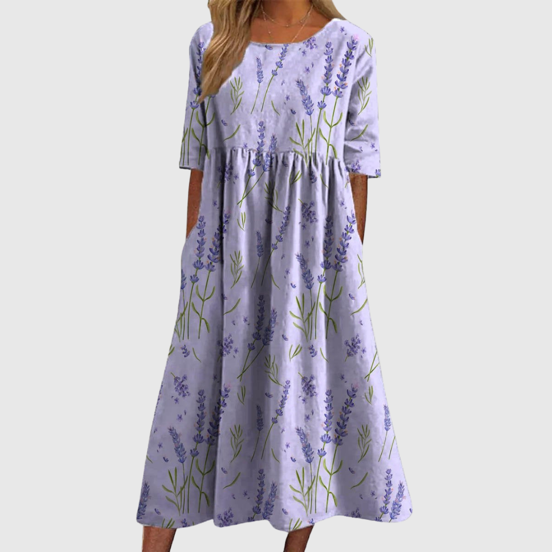 CLARA | ABITO MIDI FLOREALE DALLA LINEA MORBIDA