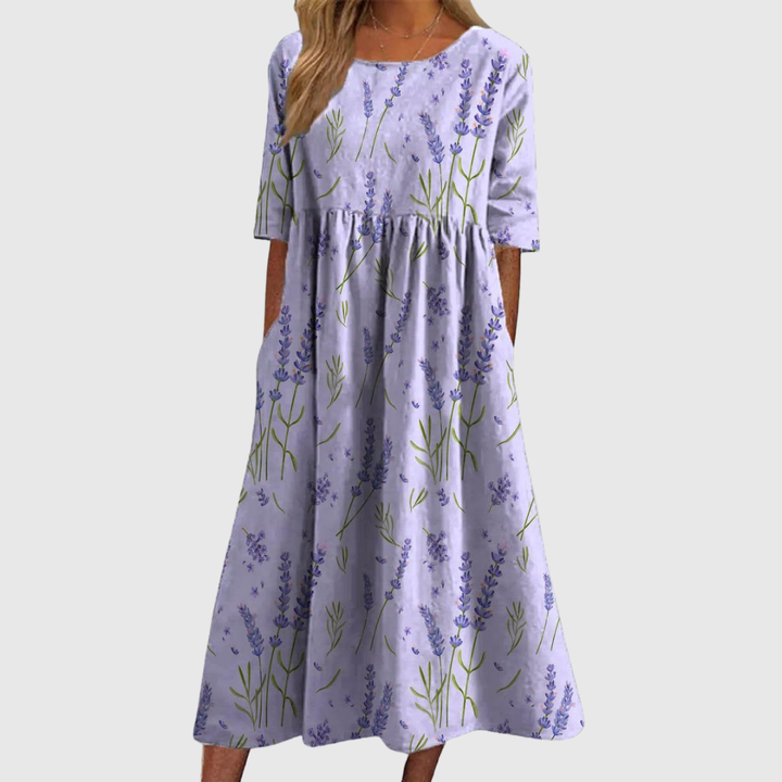 CLARA | ABITO MIDI FLOREALE DALLA LINEA MORBIDA