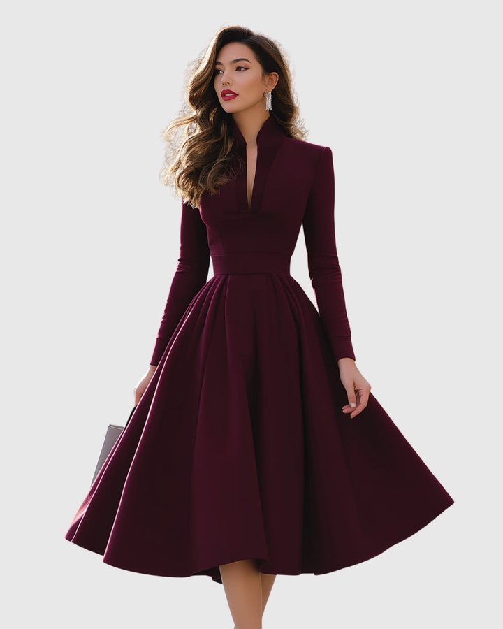 AVELINA | ABITO MIDI CON SCOLLO A V