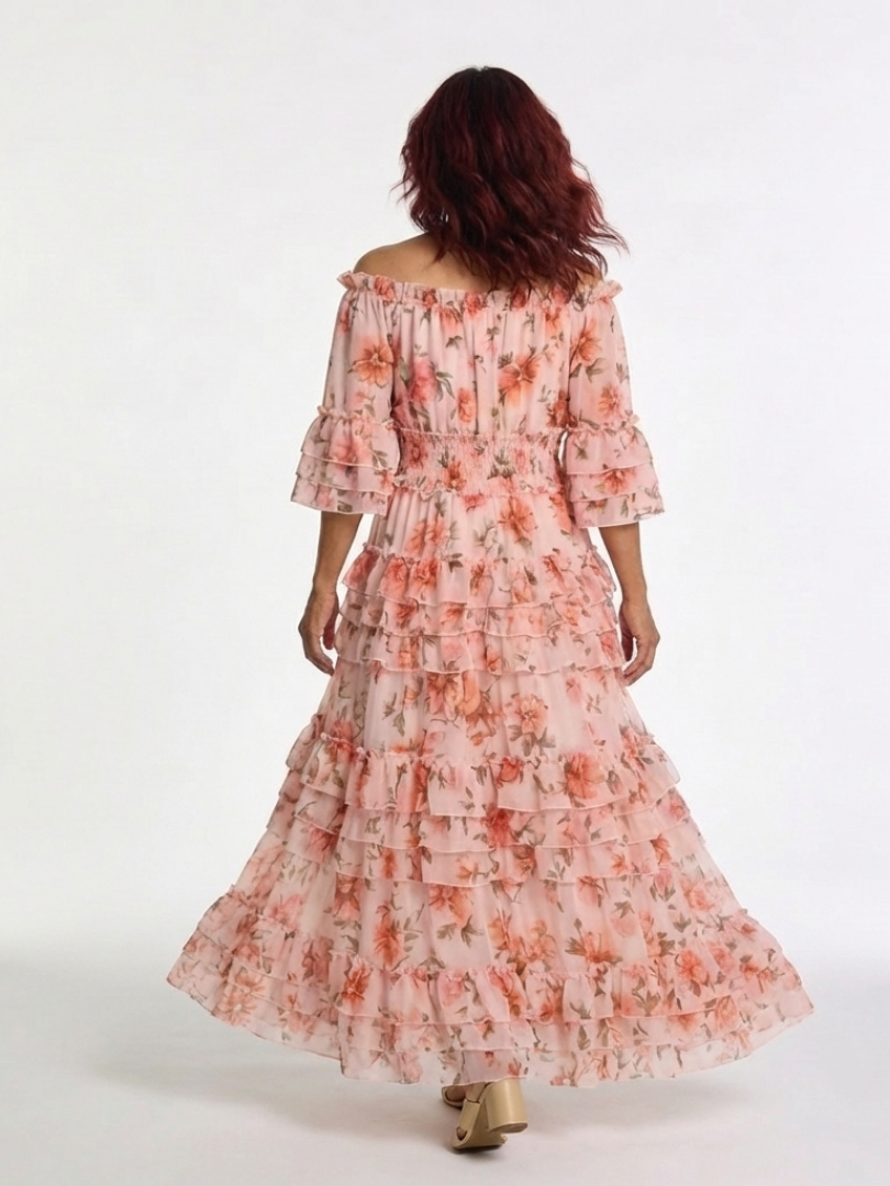 Rosalie | Abito Maxi Floreale con Spalle Scoperte