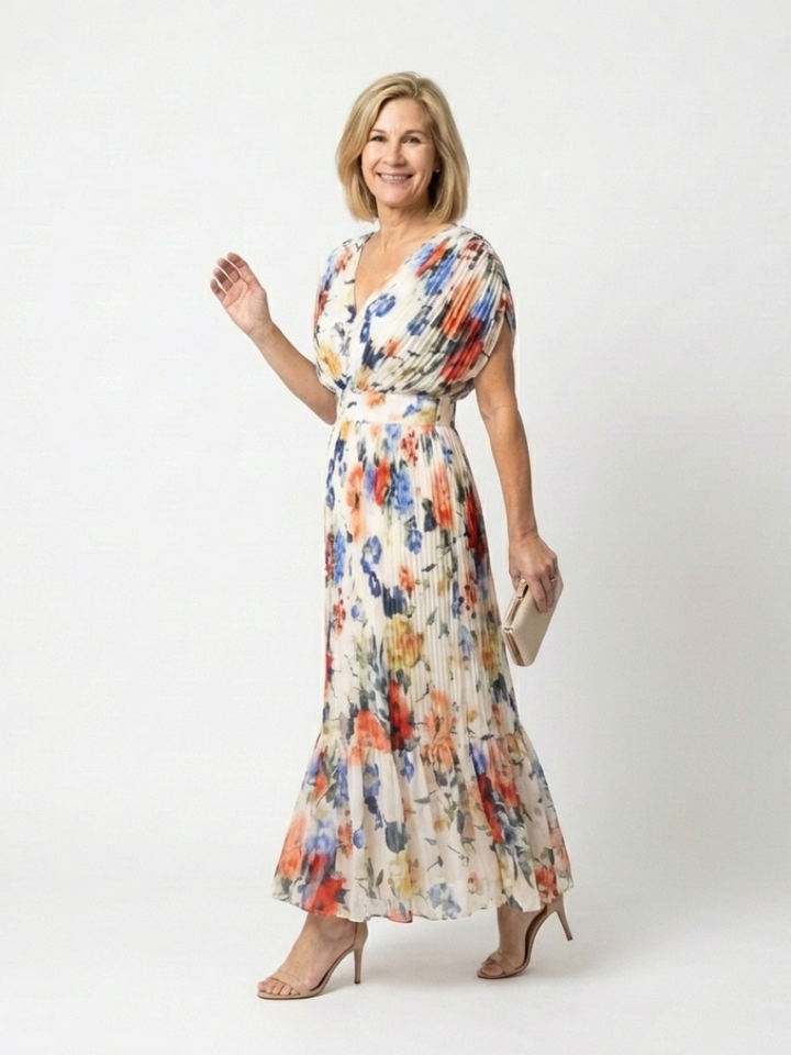 Savannah | Abito Midi Floreale Plissettato