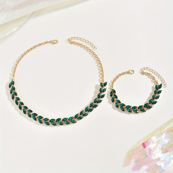 Set Collana e Bracciale con Cristalli Verdi