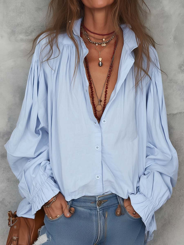 BLUSA IN COTONE CON MANICHE A RIGHE