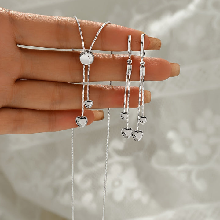 Set Collana e Orecchini con Pendente a Cuore