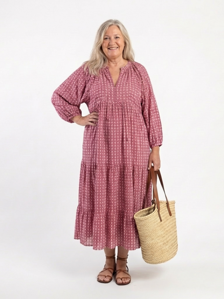 Arlette | Abito Midi con Stampa Geometrica