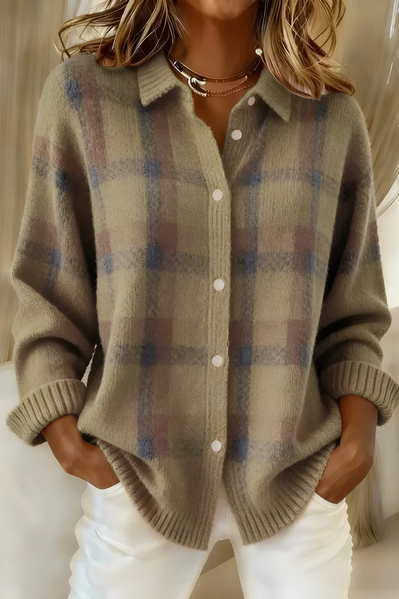 Corinne | Cardigan Donna a Quadri con Bottoni