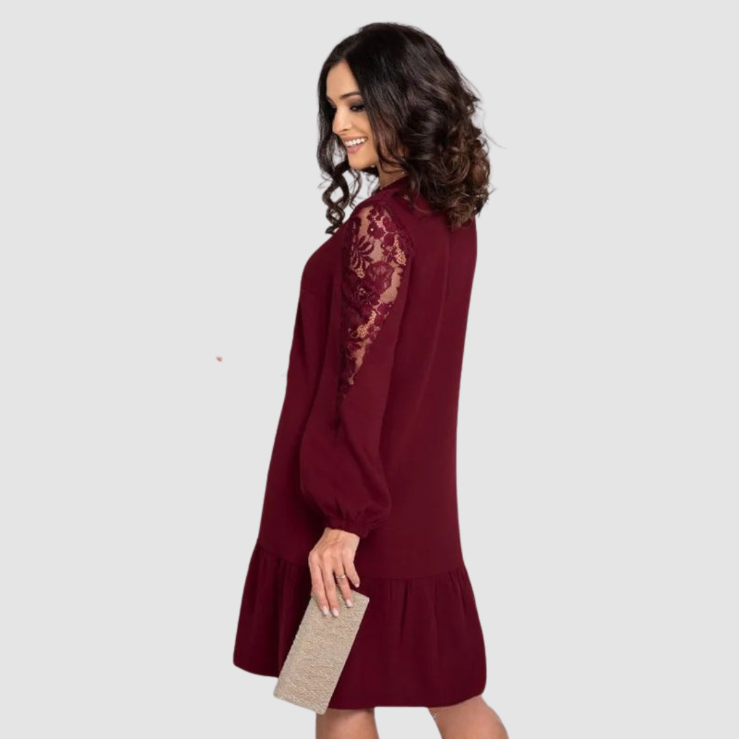 LOWRI QUINN | ABITO MIDI CON MANICHE IN PIZZO